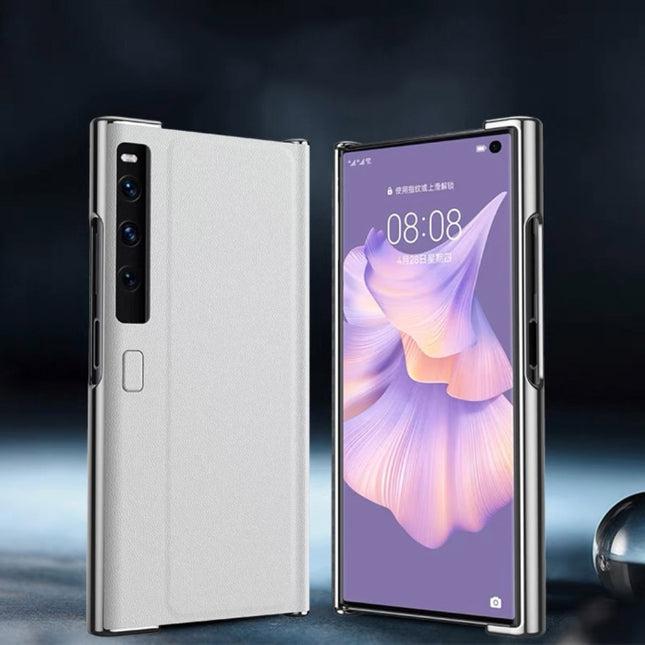 Electroplating Plain Leather Folding Phone Case, For Huawei Mate Xs 2, For Huawei P50 Pocket