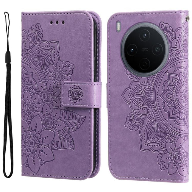 Seven-petal Flowers Embossing Leather Phone Case