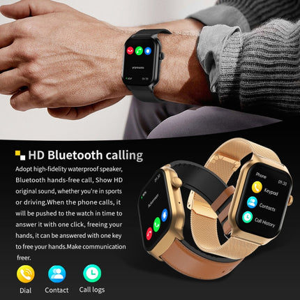 2.01 inch Leather Strap Bluetooth Call Smart Watch Support Heart Rate Monitoring / Non-invasive Blood Sugar