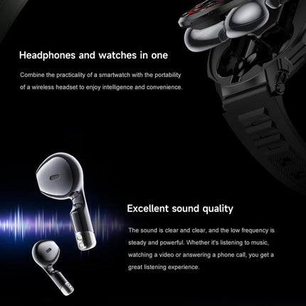 D11 1.46 inch 2 in 1 Bluetooth Earphone Smart Watch, Support Bluetooth Call / NFC / Heart Rate