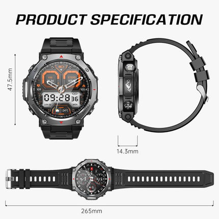 KT85 1.43 inch Screen 5ATM Outdoor Sports Smart Watch with Strong Flashlight