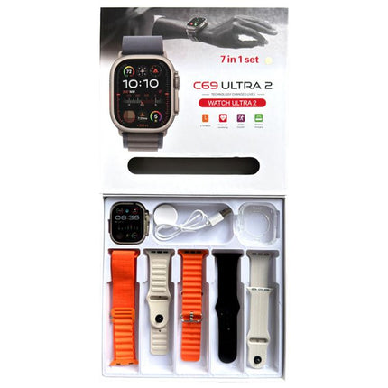 C69 Ultra 7 in 1 Set 2.09 inch TFT Screen BT Outdoor Sports Smart Watch