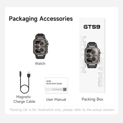 GTS9 1.96 inch TFT Screen Outdoor Rugged Smart Watch 3ATM Waterproof