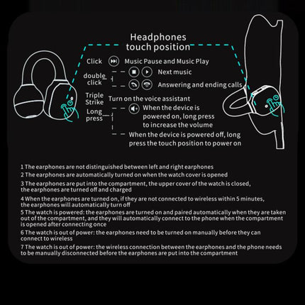 D12 2.01 inch TFT Screen Smart Bluetooth Watch & Headphone 2 in 1 Support Wireless Calling