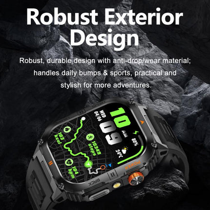 YK12 2.0 inch Screen Outdoor Sports Smart Watch IP68 Waterproof Built-in Flashlight