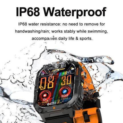 YK12 2.0 inch Screen Outdoor Sports Smart Watch IP68 Waterproof Built-in Flashlight