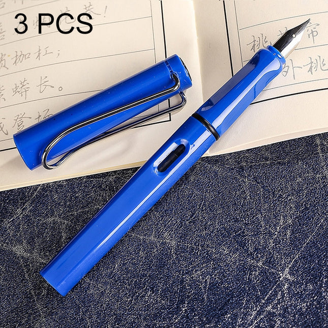 3 PCS School Office Extra Fine Titanium Alloy Nib Transparent Piston Fountain Pen(Black), Random Delivery(0.5mm/0.38mm Nib)