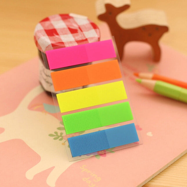 10 PCS Half Color Type Creative Fluorescence Classification Indexes Paste Sticks PET Bookmarks Sticky Note Stationeries