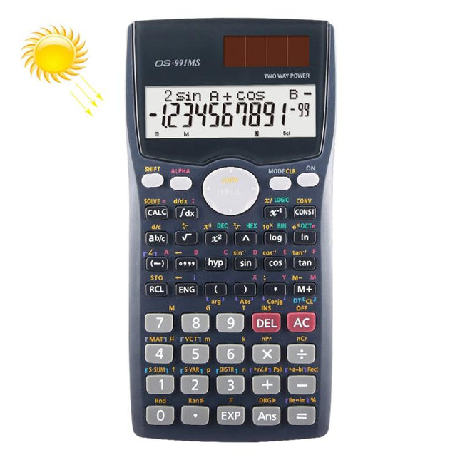 OS-991MS 10+2 Digits Double Line Display Multi-functional Student Function Scientific Calculator Solar Energy Dual Power Calculator