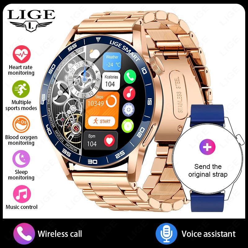 2026 LIGE New Smart Watch Full Touch Heart Rate Sports Fitness men's watches Bluetooth Call Luxury smart watch For Android IOS