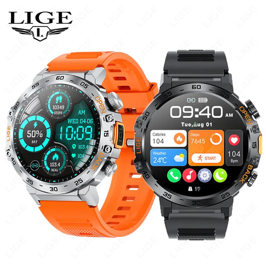 LIGE Smart Watch Men 360*360 AMOLED HD Screen Waterproof Sport Fitness Watches Flashlight New Men Smartwatch For Andrio IOS 2026