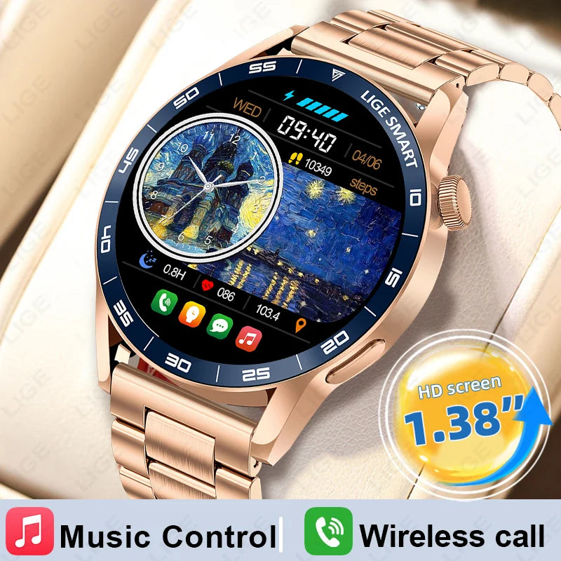 2026 LIGE New Smart Watch Full Touch Heart Rate Sports Fitness men's watches Bluetooth Call Luxury smart watch For Android IOS