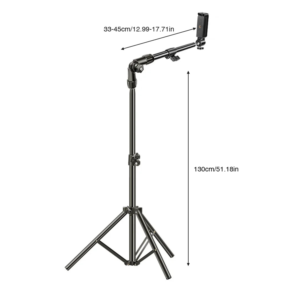 Phone Tripod Adjustable Horizontal Overhead Tripod Cell Phone Tripod Stand for Video Recording
