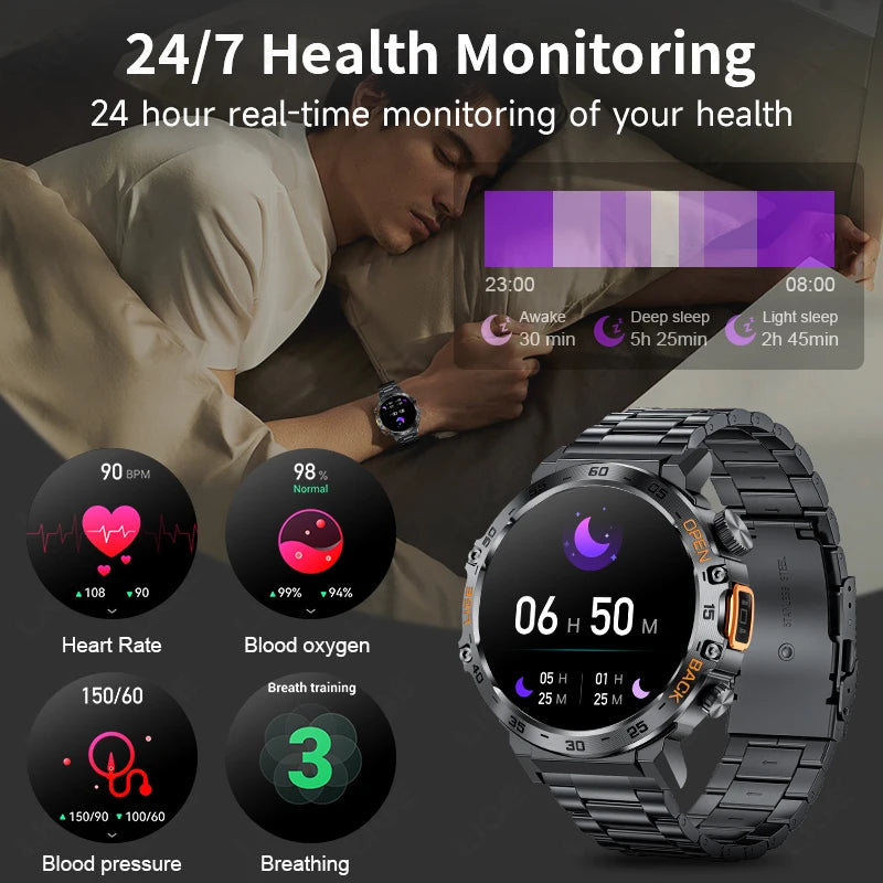 LIGE Smart Watch Men 360*360 AMOLED HD Screen Waterproof Sport Fitness Watches Flashlight New Men Smartwatch For Andrio IOS 2026