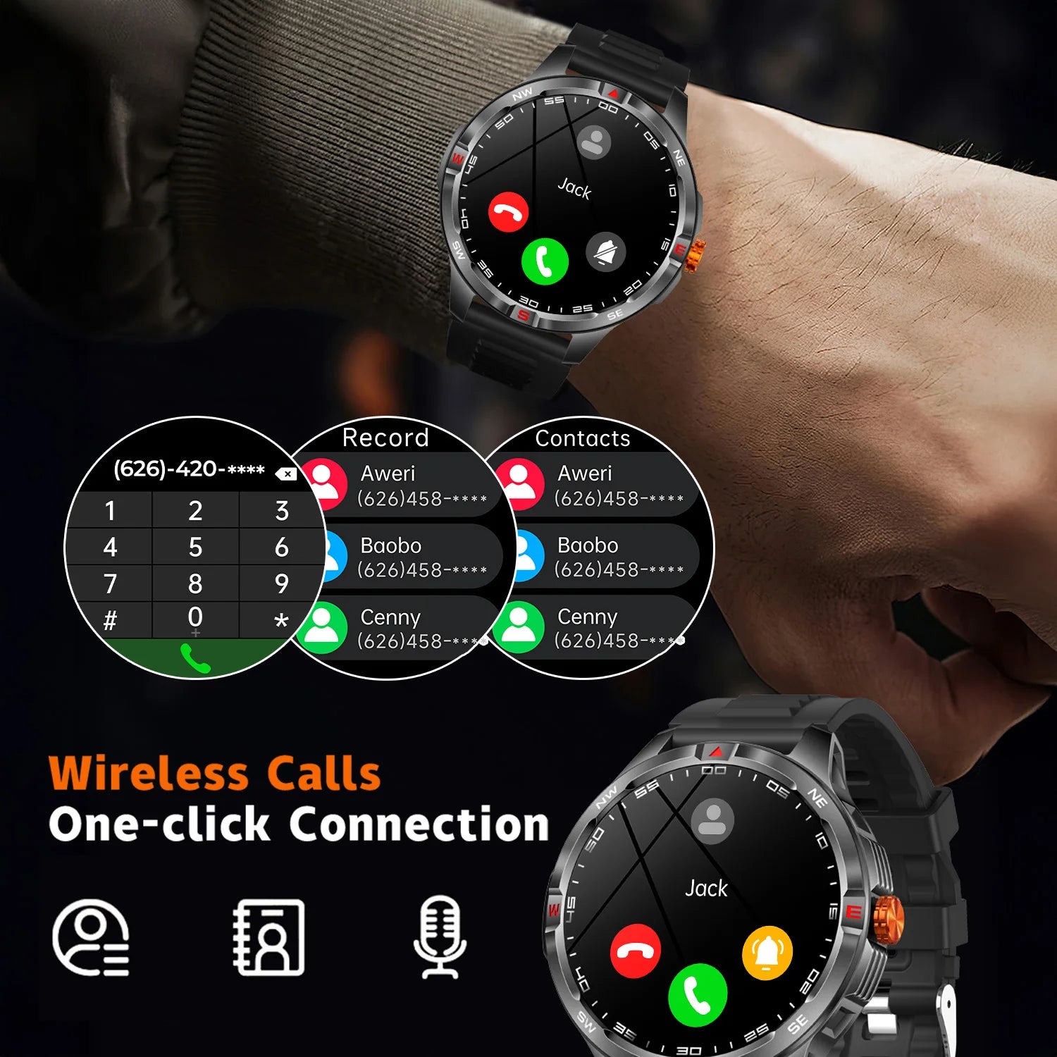 NEW Hot Smartwatch for Android/IOS Wireless Call Answer 1000mAh Battery Compass Sports Men Flashlight IP68 Waterproof 2026 Gifts