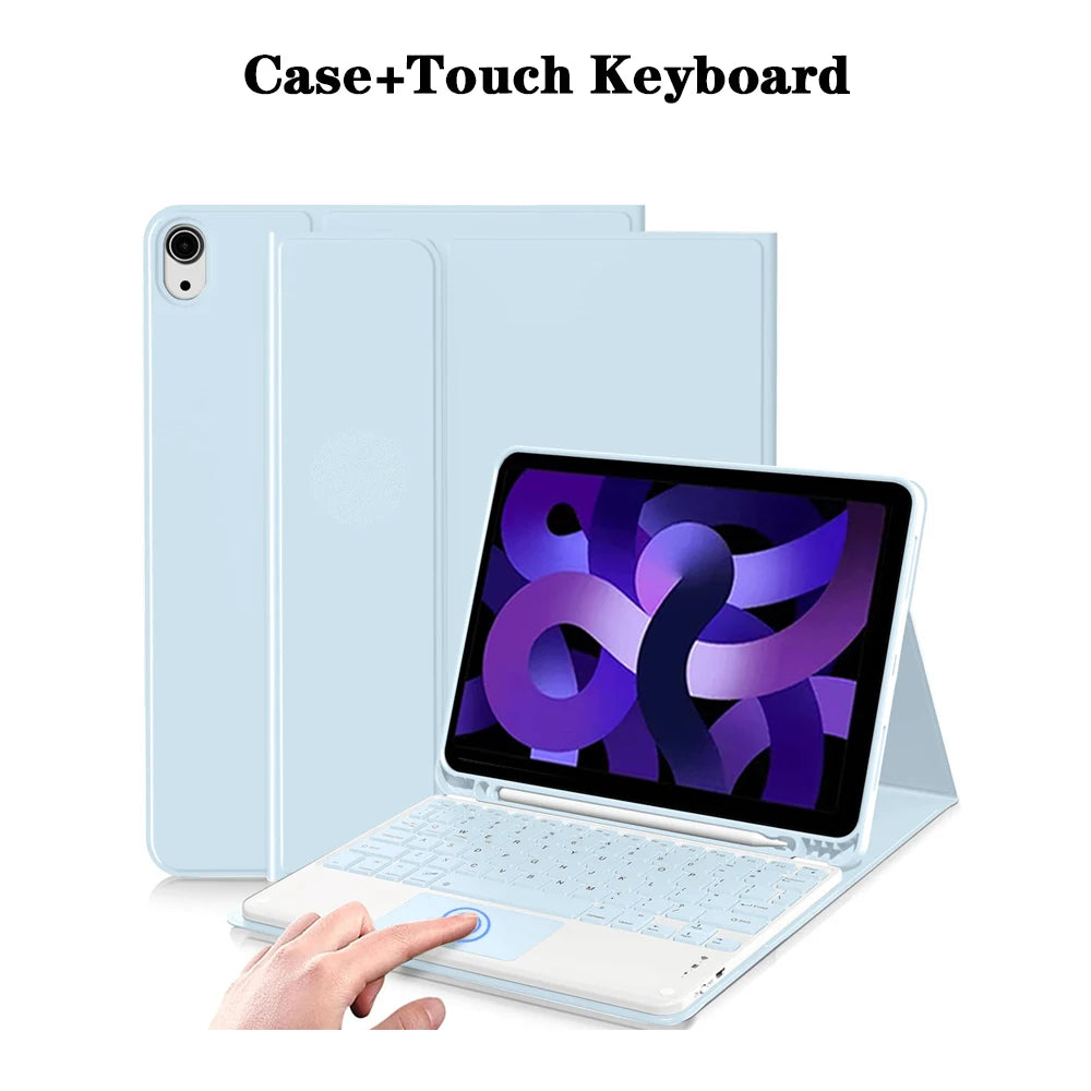 Tablet Case for iPad Air 11 inch(M2/M3/M4),Detachable Keyboard Case for iPad Air 4th/5th Gen 10.9 lnch with Case Pencil Holder