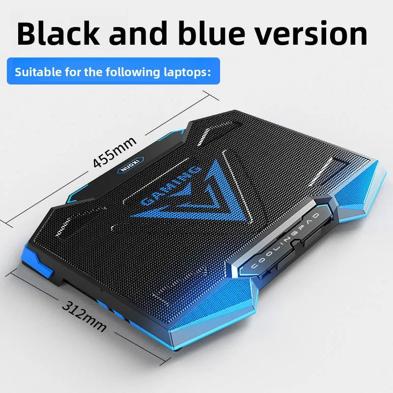 17-inch gaming laptop cooler with 5 fans, 2 USB ports, folding storage stand, laptop cooling pad, laptop stand