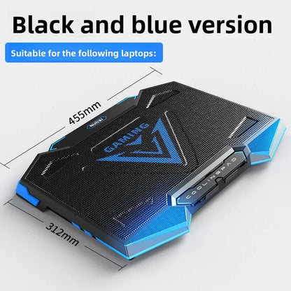 17-inch gaming laptop cooler with 5 fans, 2 USB ports, folding storage stand, laptop cooling pad, laptop stand