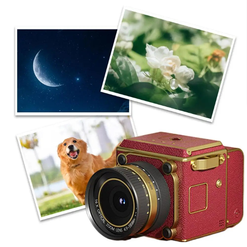 Retro Mini CCD Digital Camera - 4K HD 16X Zoom Portable Vintage Camera for Students Travel Vlogging Photography