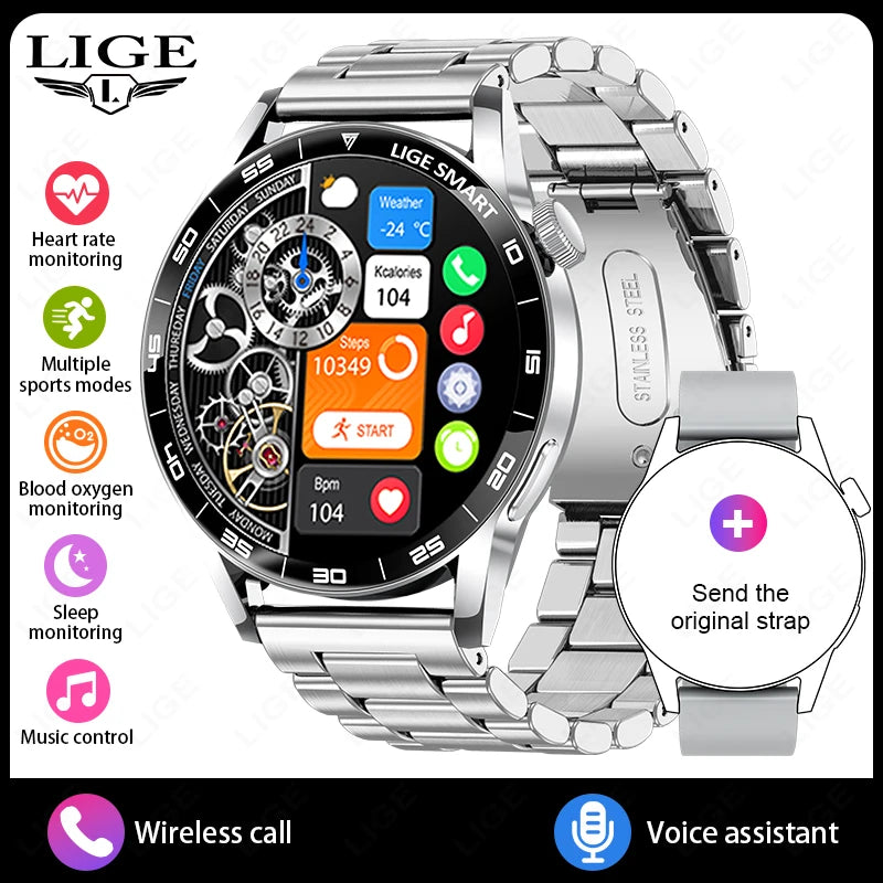 2026 LIGE New Smart Watch Full Touch Heart Rate Sports Fitness men's watches Bluetooth Call Luxury smart watch For Android IOS