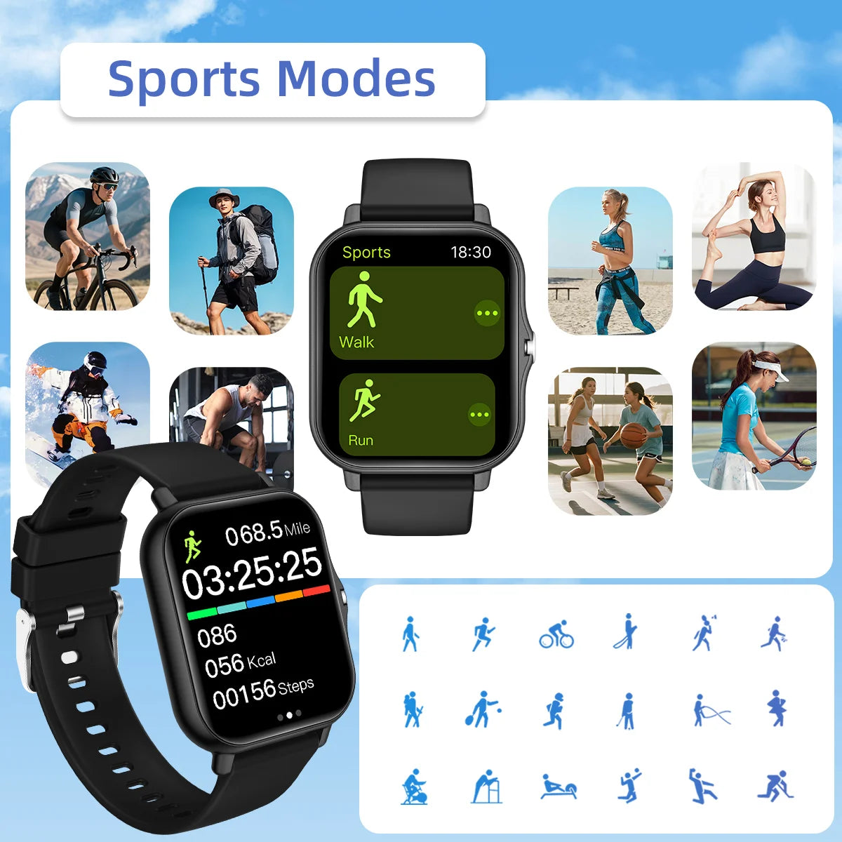 New Smartwatch 1.83-inch Touch Screen Voice Assistant Camera Control Bluetooth Call for Android/IOS Sports Watch Men Women 2026