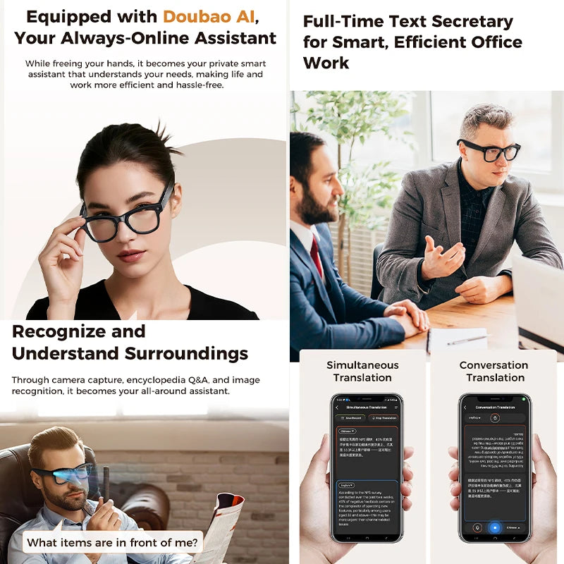 2026 New Smart Glasses with Camera Video Recording AI Photo Recognition Bluetooth Call Voice Translation Sunglasses Men Women