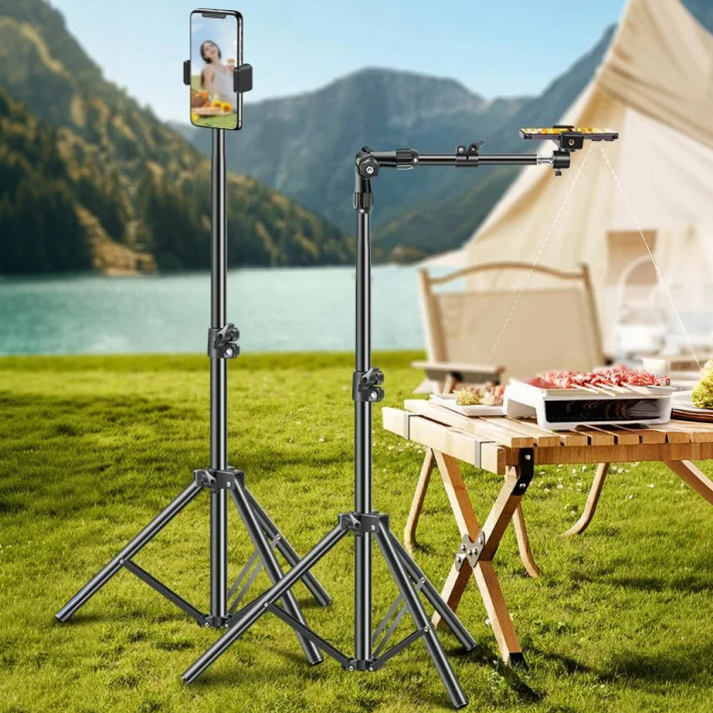 Phone Tripod Adjustable Horizontal Overhead Tripod Cell Phone Tripod Stand for Video Recording