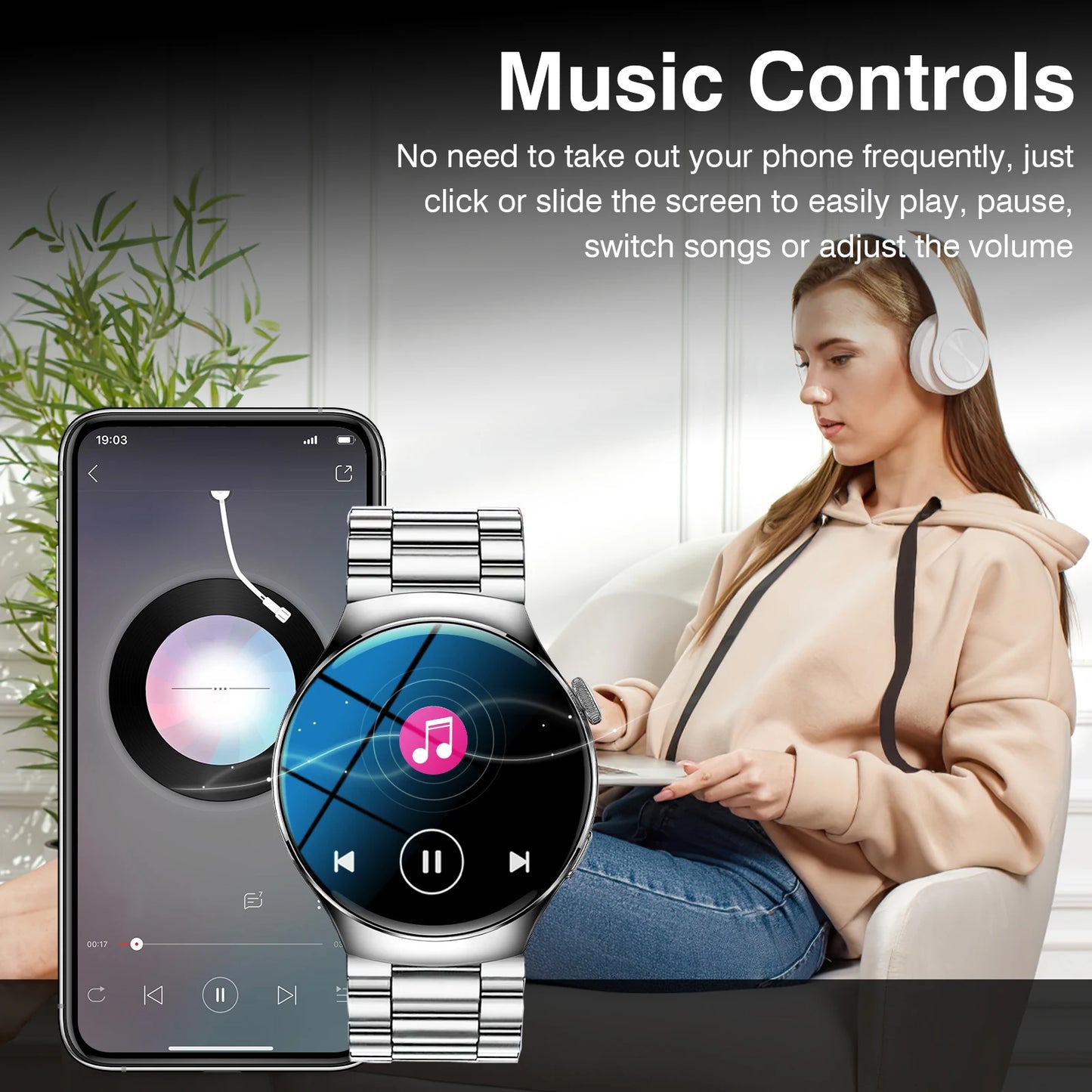 2025 Hot HD Touchscreen Smartwatch (Men Women): Wireless Calling, Camera, Music Control, Sport Modes, Alarm/SMS-Call Alert, Cust