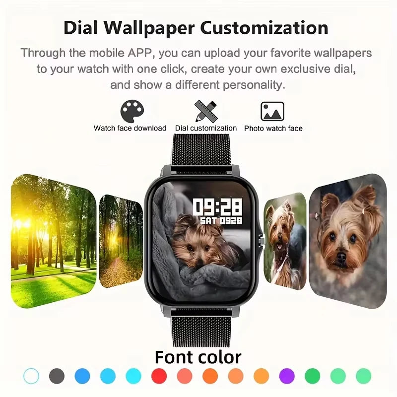 VIVO Smart Watch  Android iPhone 2.01 Inch HD Display Answer Make Call Message Preview Sport Modes DIY Dial Weather Forecast For