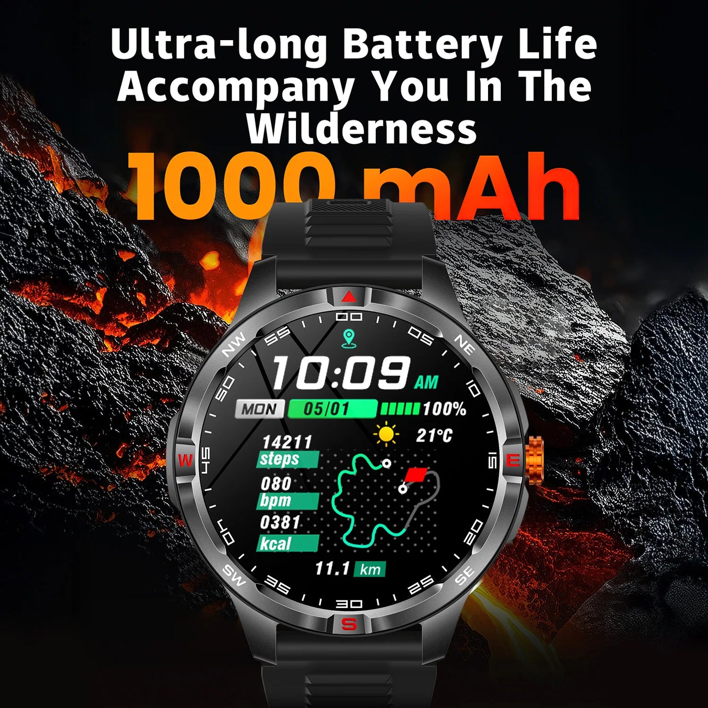 NEW Hot Smartwatch for Android/IOS Wireless Call Answer 1000mAh Battery Compass Sports Men Flashlight IP68 Waterproof 2026 Gifts