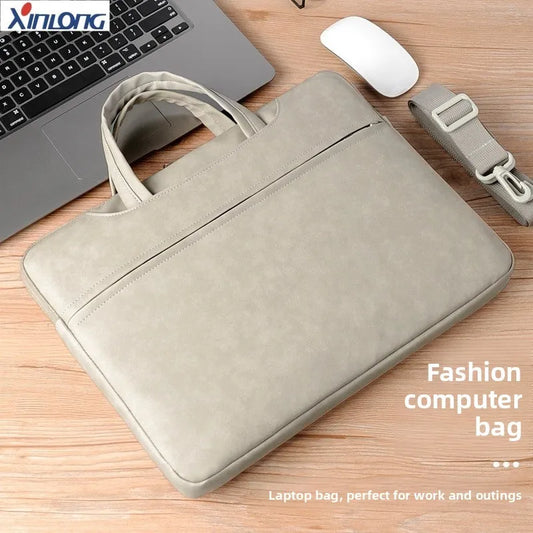 New leather single shoulder laptop bag with large capacity portable laptop bag 14/15.6 inches