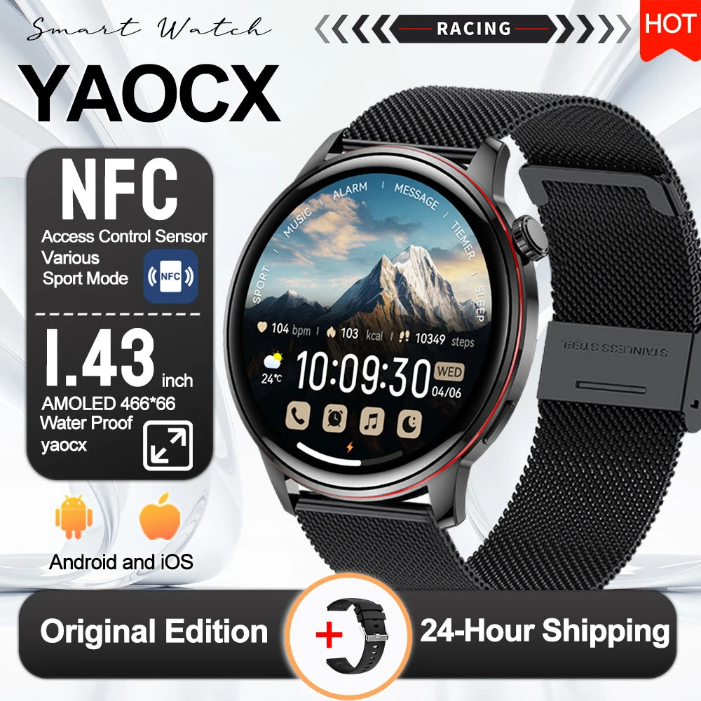 2026 New Smart Watch Women 466*466 AMOLED 1.43" HD Screen Always Display Time IP68 Waterproof Sports Bluetooth Call Smart Watch