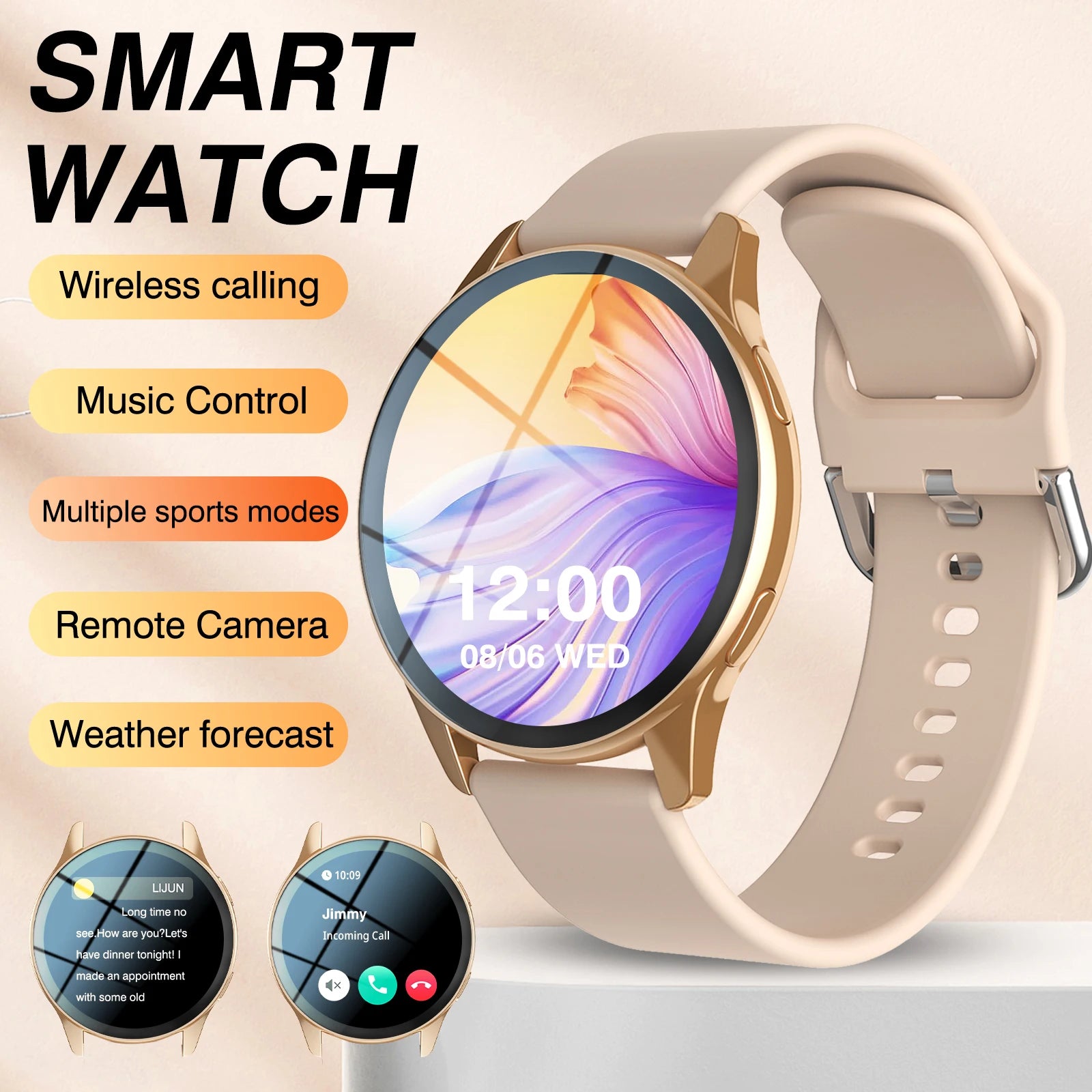 Smart Watch, Wireless Call/Dial, Multi-Sport Mode, Multiple APP Reminders, Suitable for Men and Women, Compatible with IPhone/An