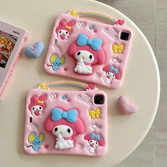 For Samsung Galaxy Tab A7 Lite A11 A9 Plus 8.7 11 Inth Cute Cartoon My Melody Hello Kitty Silicone Stand Tablet Protective Case