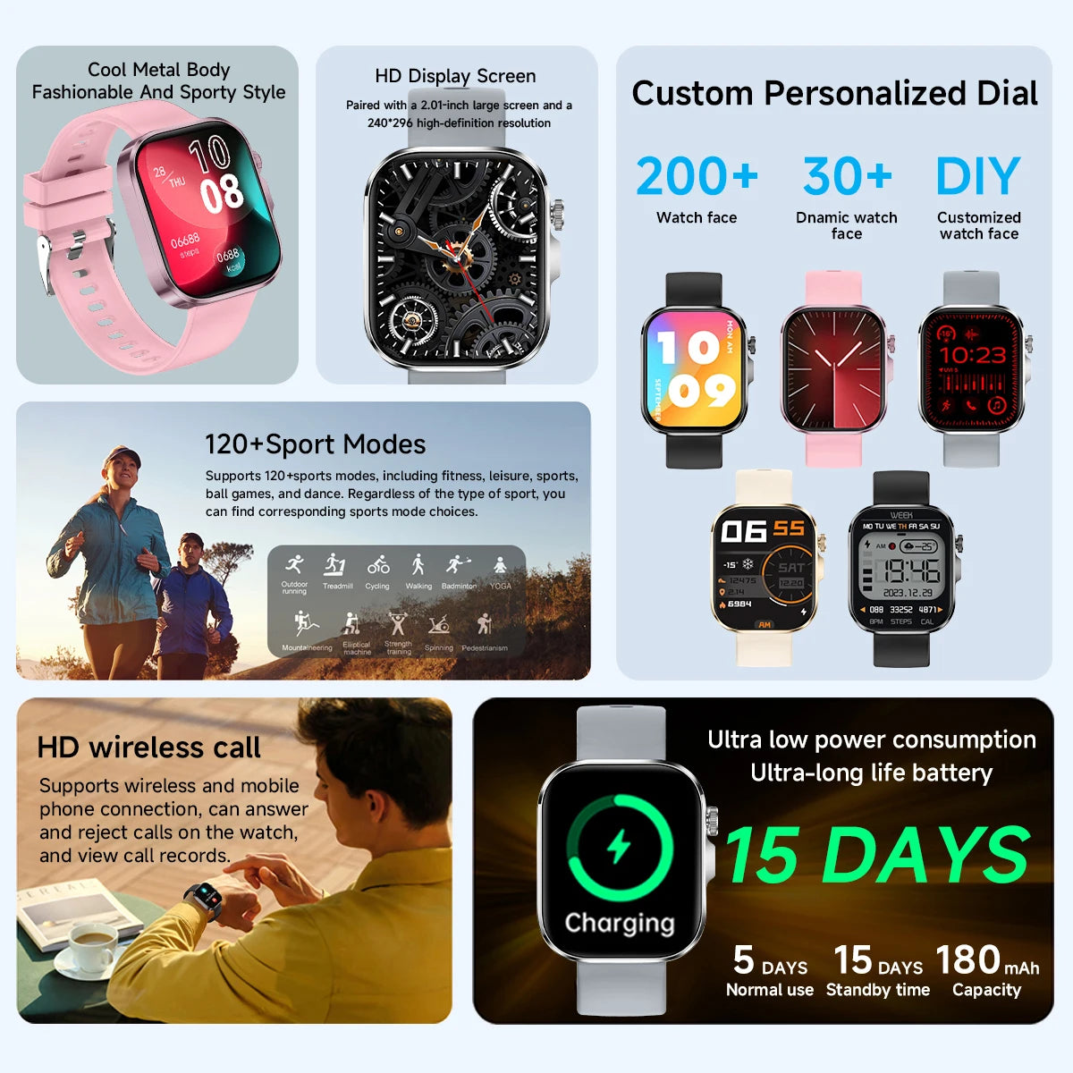 New Fashion Smart Watch for Android/IOS 2.01'Display Voice Assistant Bluetooth Call Phone Answer Sport Fitness Tracker Men Women