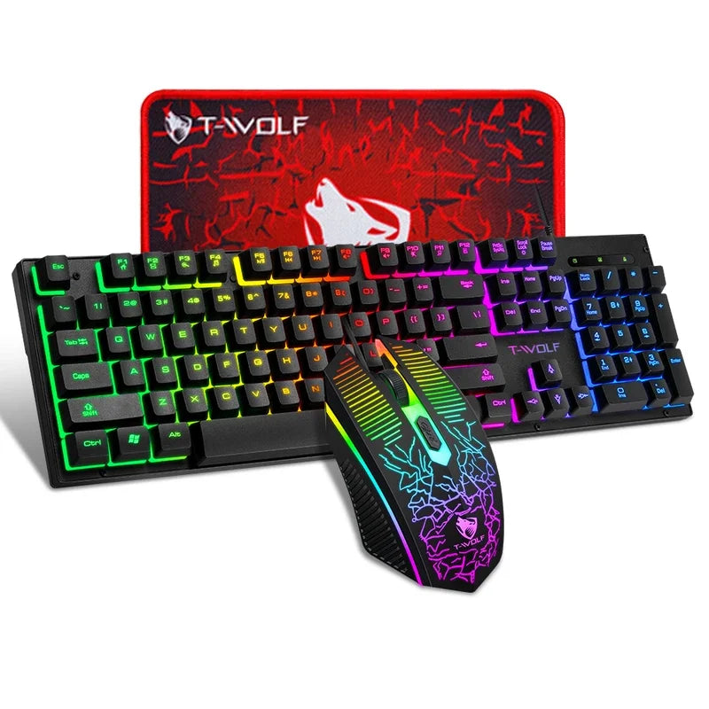 Electronic Sports Set  3 In 1 Wired Backlit Keyboard Gaming Mechanic Kit Waterproof Luminous 104 Key Keyboard Mouse Set 2026 NEW