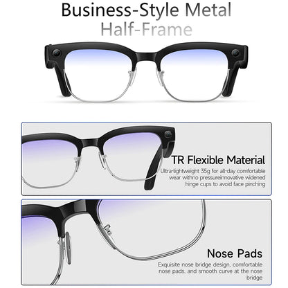 2026 New Al Smart Photo Glasses 800W Camera anti-shake HD Video Recording Translation Voice Assistant Music BTCall Smart Glasses