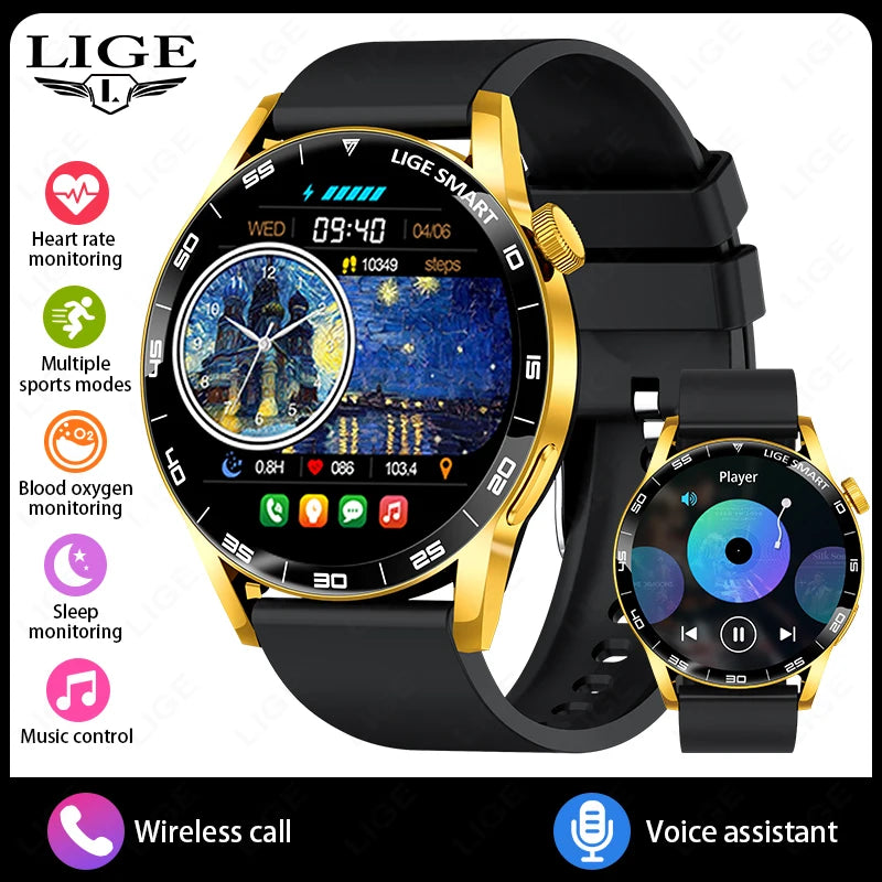 2026 LIGE New Smart Watch Full Touch Heart Rate Sports Fitness men's watches Bluetooth Call Luxury smart watch For Android IOS