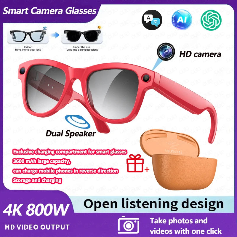 2026 New Smart Glasses with Camera Video Recording AI Photo Recognition Bluetooth Call Voice Translation Sunglasses Men Women