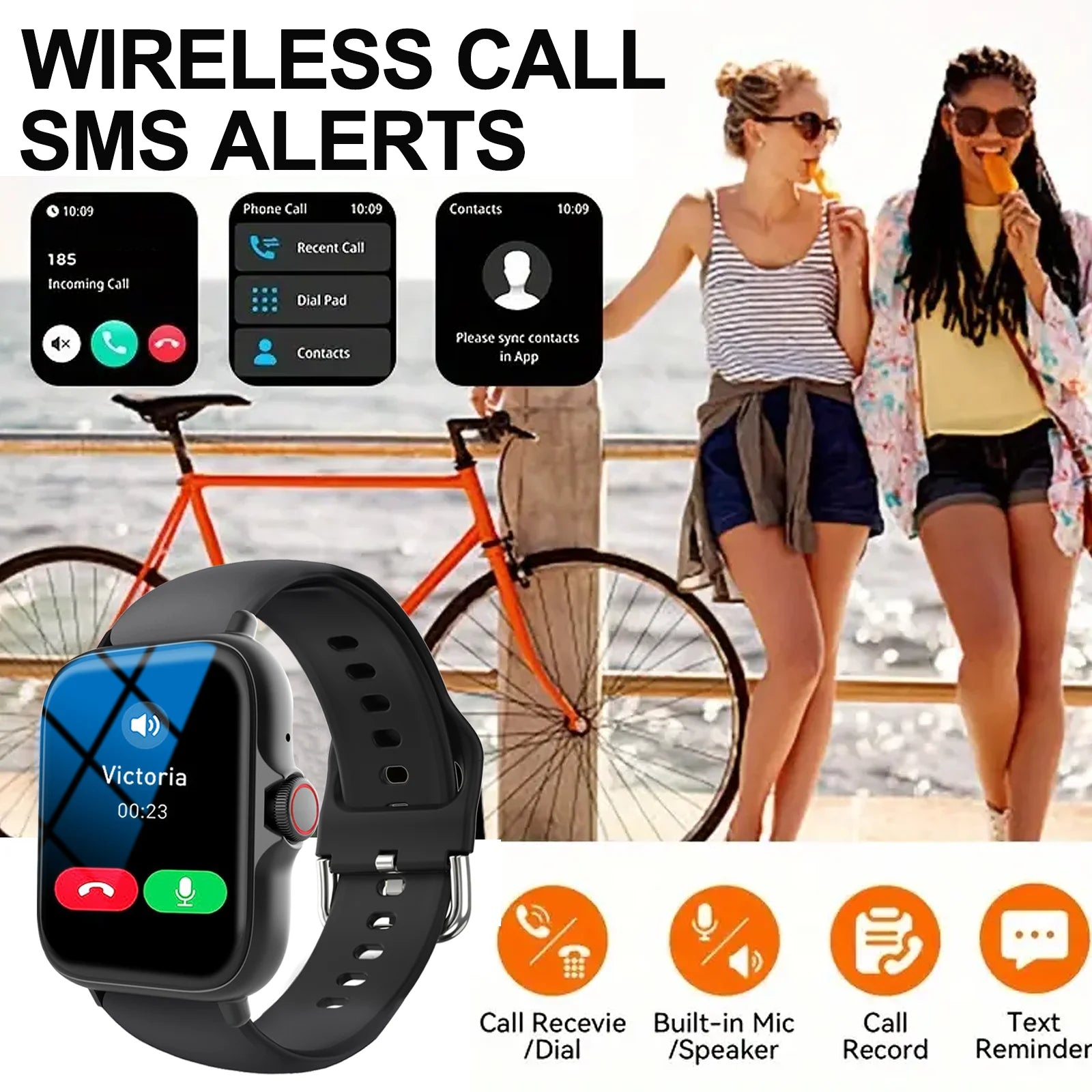 Smart watch, wireless calling /dial, Various APP Reminders,Suitable for men and women, sports watches,for iPhone/Andriod