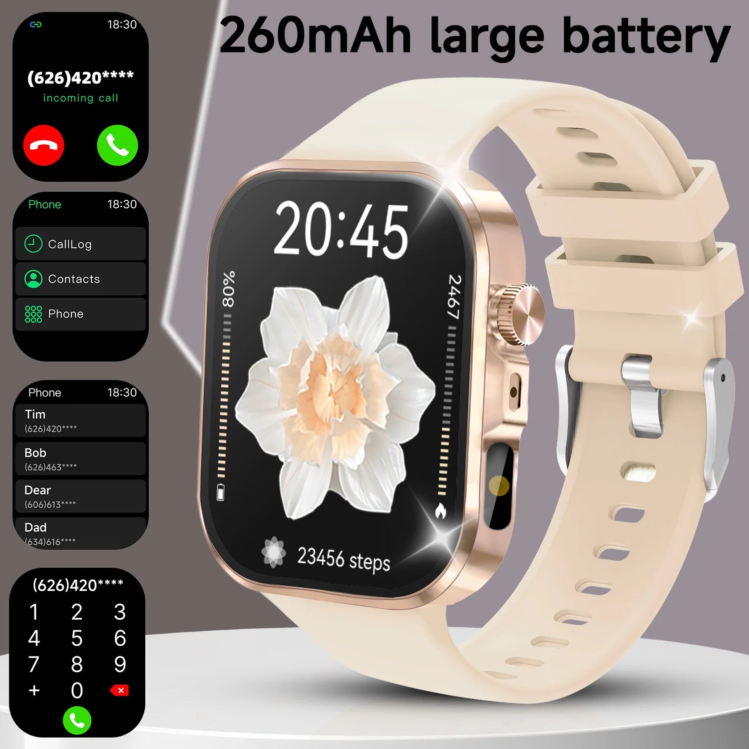 2026 New Hot Smartwatch 2.01 Screen Voice Assistant Bluetooth Call Phone Answer Sport Fitness Tracker Men Women for Android/IOS