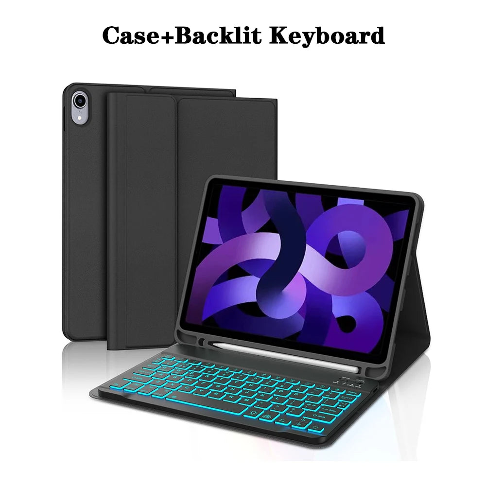 Tablet Case for iPad Air 11 inch(M2/M3/M4),Detachable Keyboard Case for iPad Air 4th/5th Gen 10.9 lnch with Case Pencil Holder