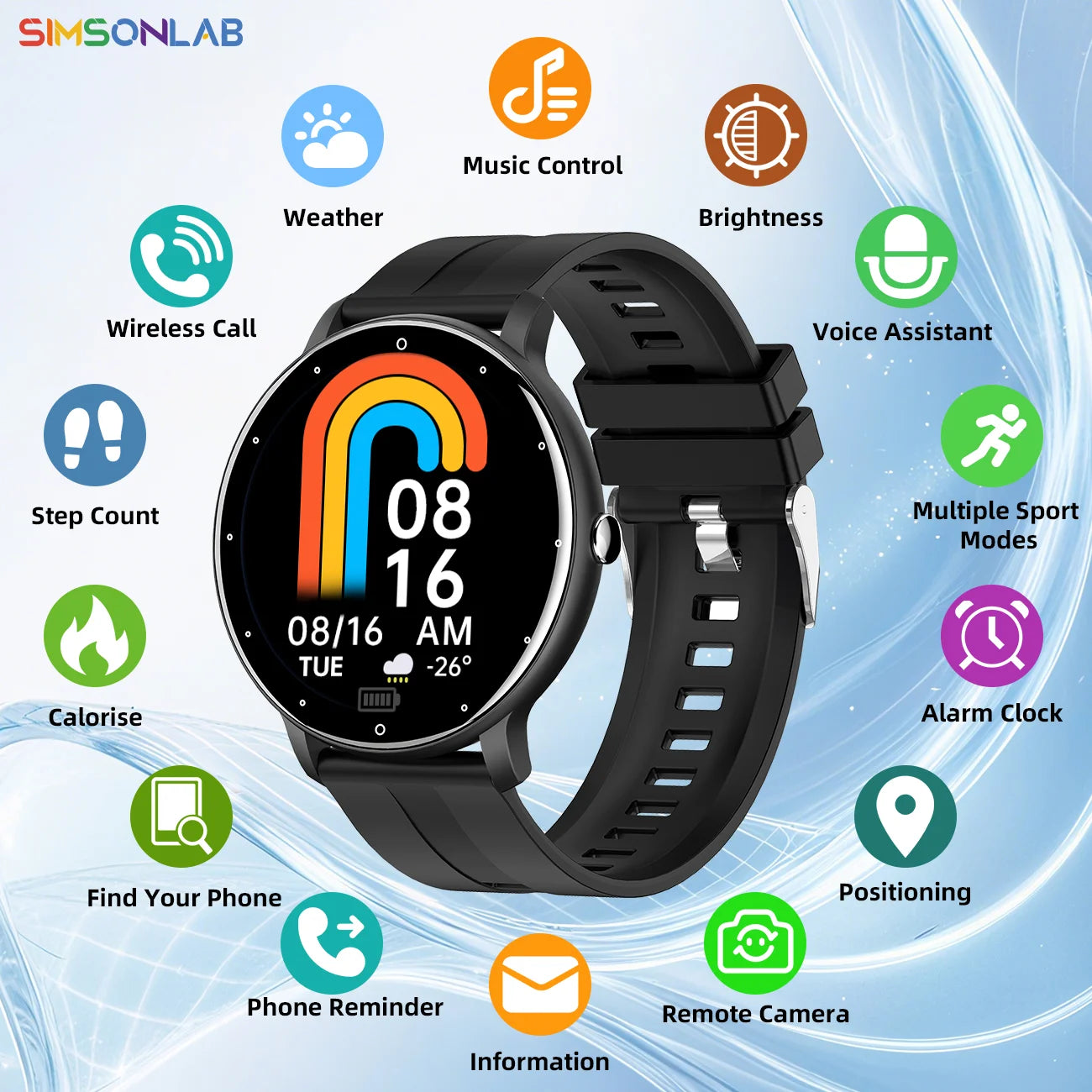 NEW 1.5-inch Screen Smartwatch for Android/IOS Wireless Call Camera Control Custom the Dial Voice Microphone Men Women Gifts