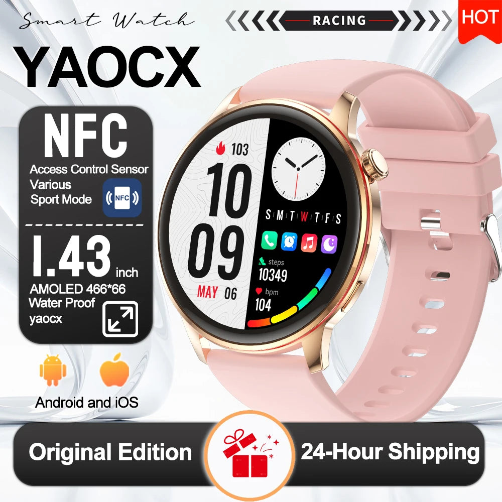 2026 New Smart Watch Women 466*466 AMOLED 1.43" HD Screen Always Display Time IP68 Waterproof Sports Bluetooth Call Smart Watch