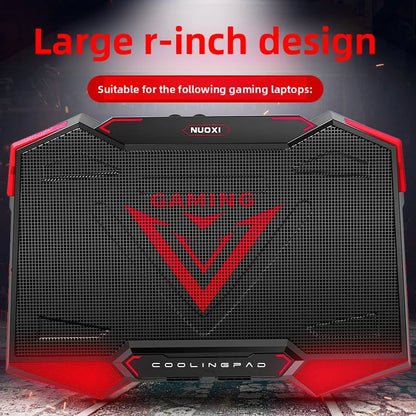 17-inch gaming laptop cooler with 5 fans, 2 USB ports, folding storage stand, laptop cooling pad, laptop stand
