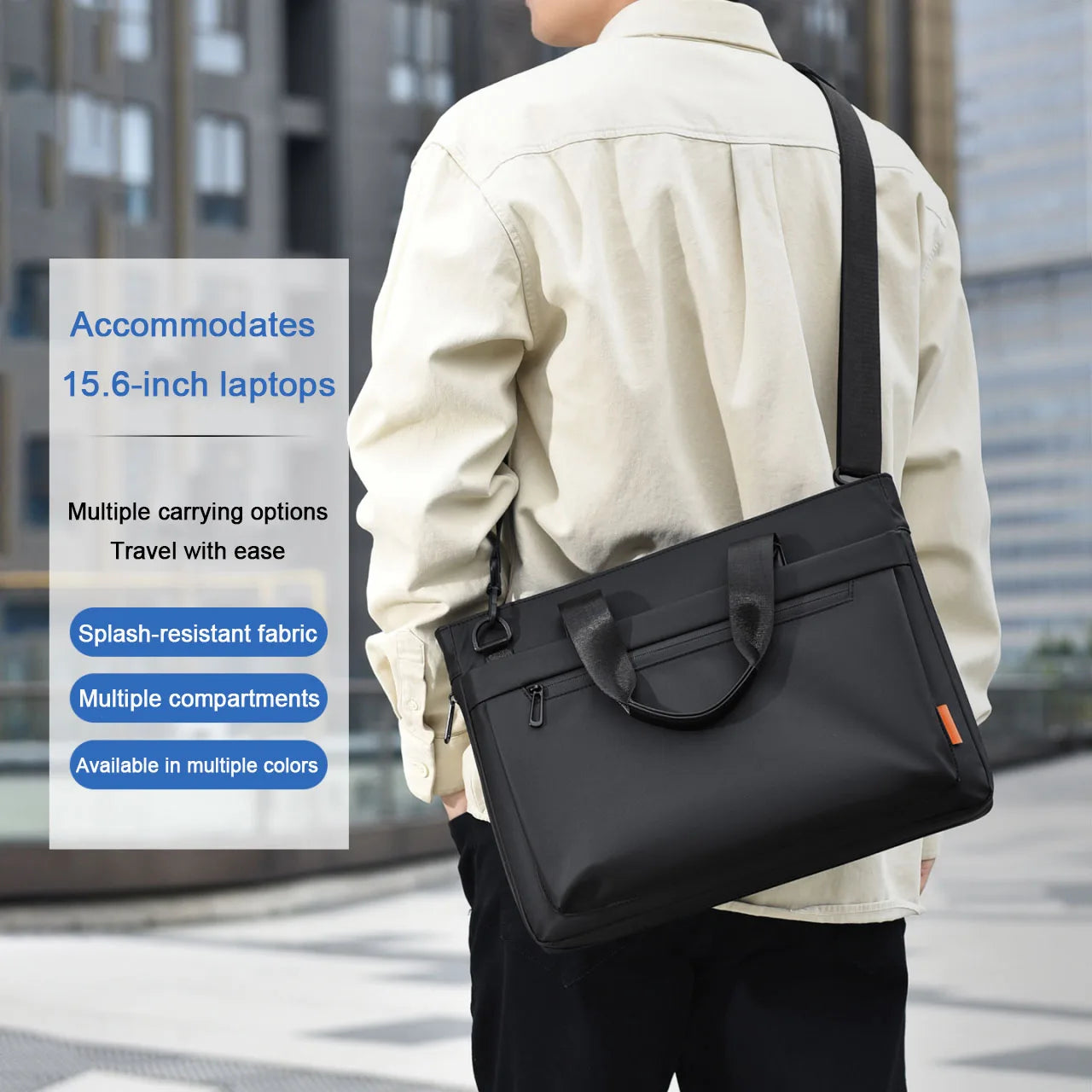 Men's Business Commuter Laptop Bag 15.6-inch Large Capacity Multi-Compartment Men's Briefcase Water-Resistant Lightweight Should