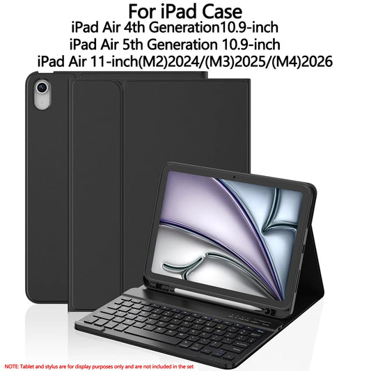 Tablet Case for iPad Air 11 inch(M2/M3/M4),Detachable Keyboard Case for iPad Air 4th/5th Gen 10.9 lnch with Case Pencil Holder