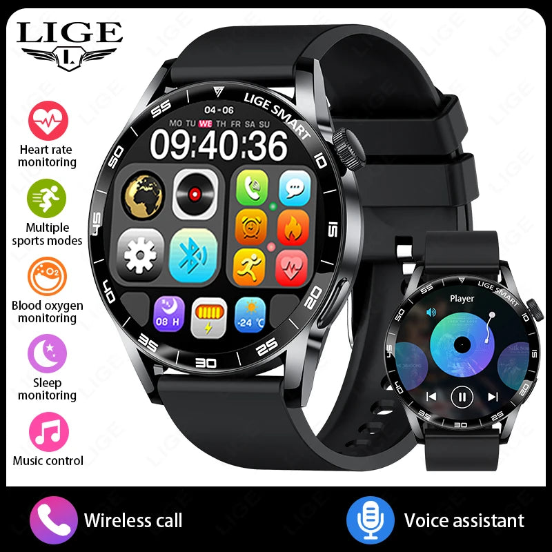 2026 LIGE New Smart Watch Full Touch Heart Rate Sports Fitness men's watches Bluetooth Call Luxury smart watch For Android IOS