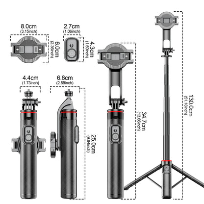 Magnetic Selfie Stick Tripod for iPhone 12-16 Pro Max Travel Stand with Magsafe Phone Clamp for Android Smartphone