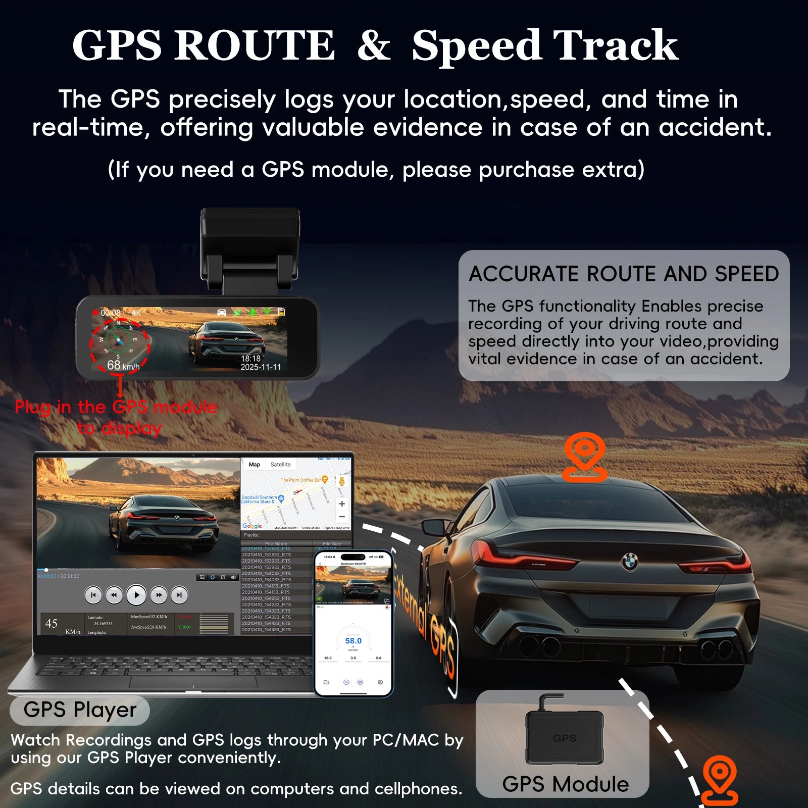 QOZ Dash Cam 4K Mini Car Dvr 2.5K Rear View Camera Support Dual Lens Built-in WIFI APP Control 24H Parking WDR Night Vision GPS